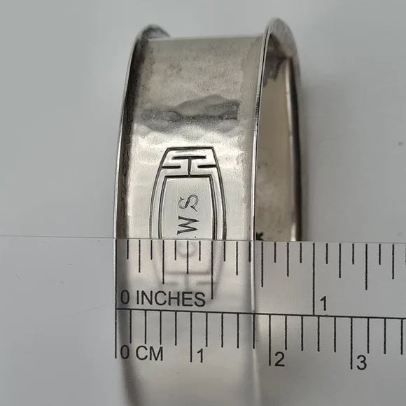 Wallace Oval Hammered Napkin Ring Sterling Silver Mono 180-5 Monogrammed "CWS" - Picture 10 of 10